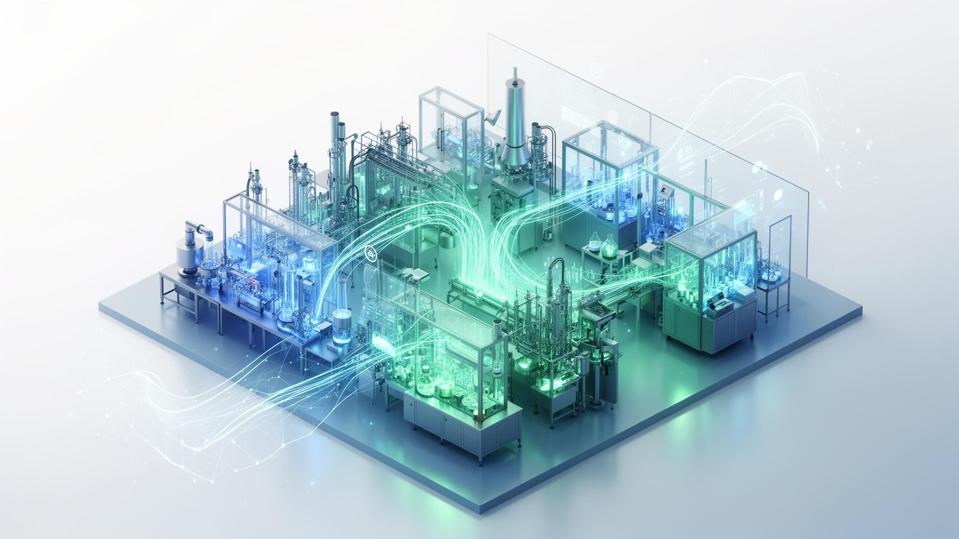 AI-powered pharma manufacturing facility visualization